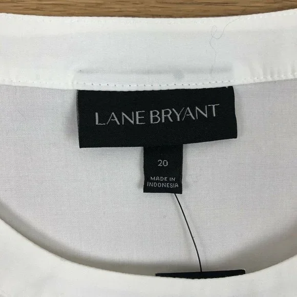 *New Lane Bryant Popover Blouse Top Womens 20 White Ruched Corset Waist Romantic - Picture 4 of 9